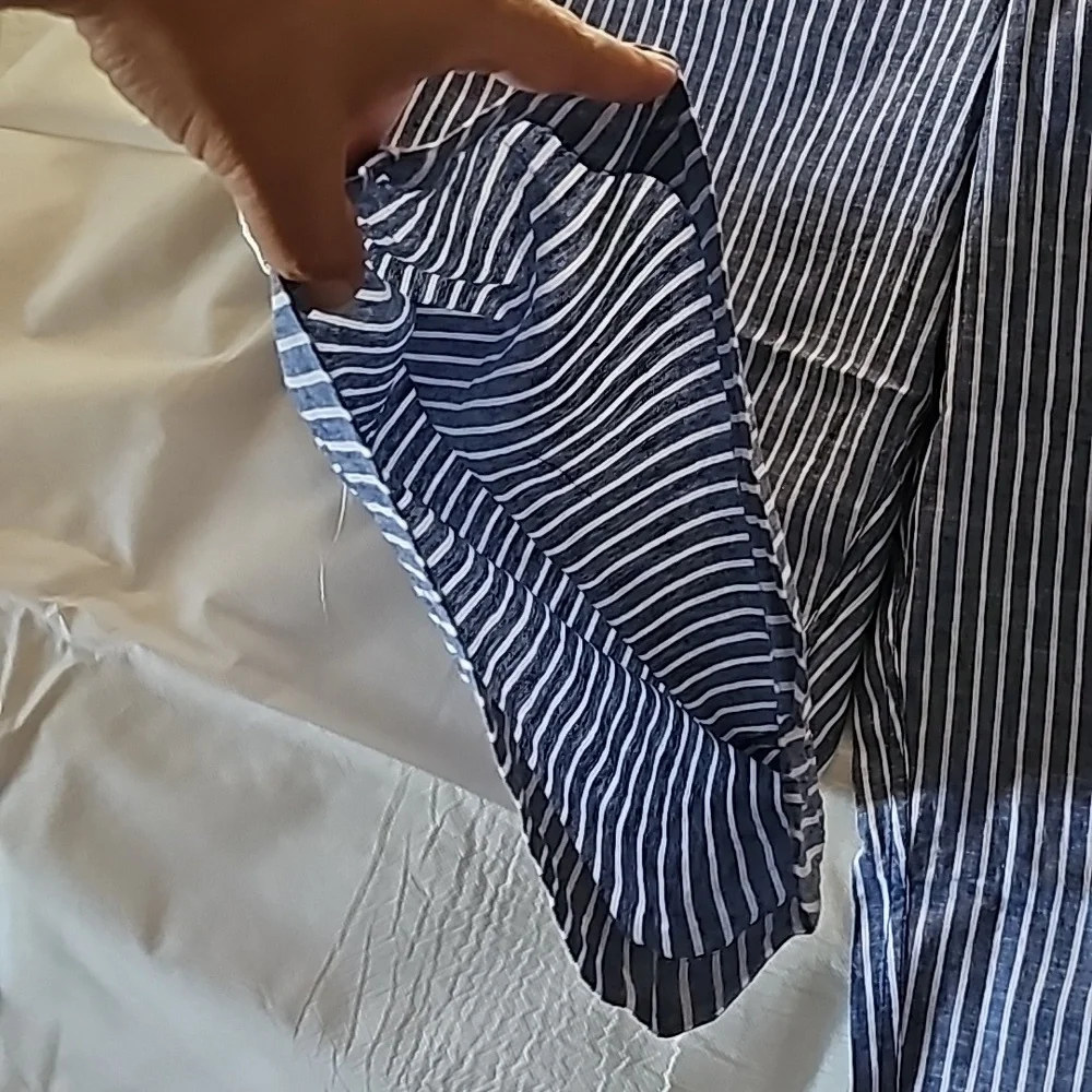 BeachLunchLounge Cropped Linen Striped Pants Size XXL - Picture 5 of 15